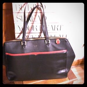 Very roomy laptop bag- black w stylish red accents
